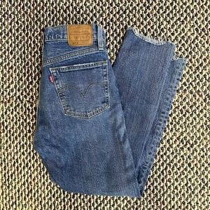 Levi's Premium 501 Jeans Womens 26 x 26 Blue Big E Straight Raw Hem Button Fly